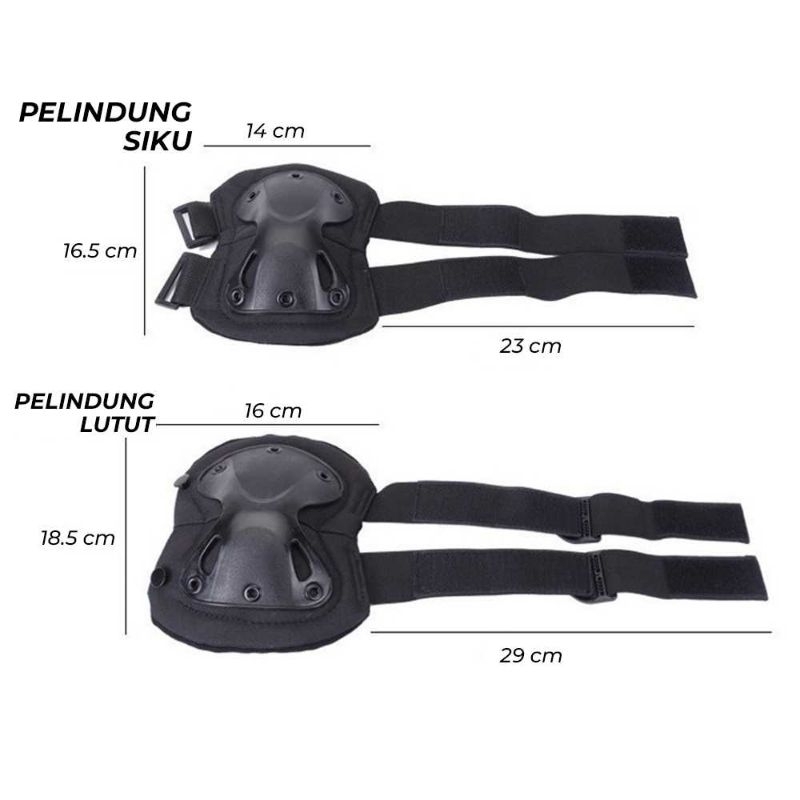 Centechia Black Pelindung Lutut Siku Knee Elbow Pads Training Sport - CT20