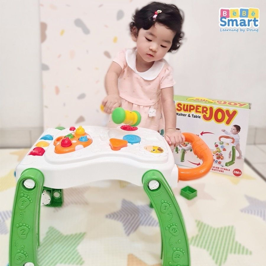 Alat bantu jalan bayi  BEBE SMART SUPER JOY WALKER &amp; TABLE MAINAN TABLE WALKER ANAK 2in1 bisa jadi meja lengkap dengan mainan edukasi