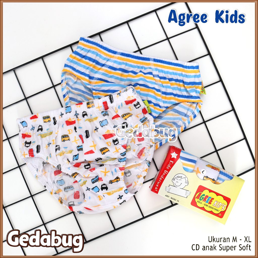 3 Pcs - CD Agree Kids NGSC 15 | Celana dalam anak karet kerut motif Full Print | Gedabug