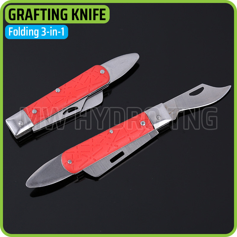 Pisau Lipat Okulasi Cangkok Tanaman, Folding Grafting Knife 3-in-1