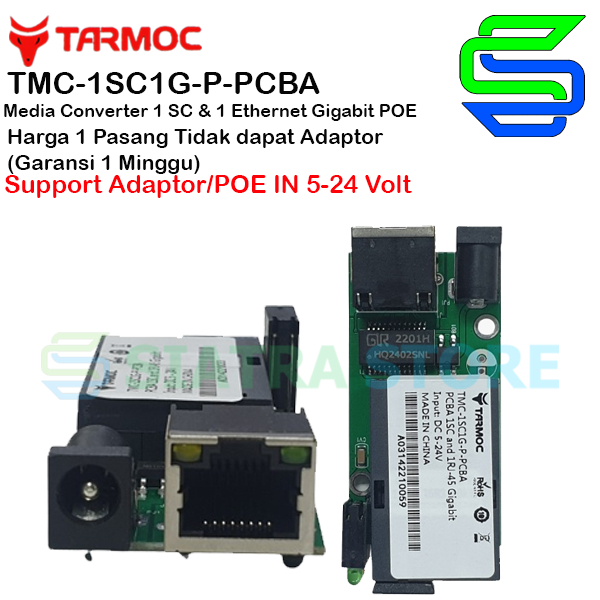 Tarmoc TMC-1SC1G-P-PCBA | 1 FO 1 LAN Gigabit | POE IN 5-24V | HTB GS03 PCB