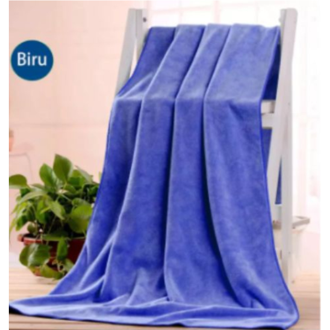 TBOSS [80X150cm] Handuk Mandi Extra Besar Dewasa Handuk Polos Serat Air Microfiber-Biru Tua 70x140cm