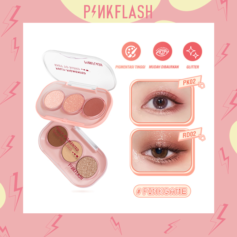 PINKFLASH Eye Makup Set 3 Shades Eyeshadow Matte Liquid Lipstik Ombrelips Tahan air Tahan lama Eyebrow Eyeliner Mascara