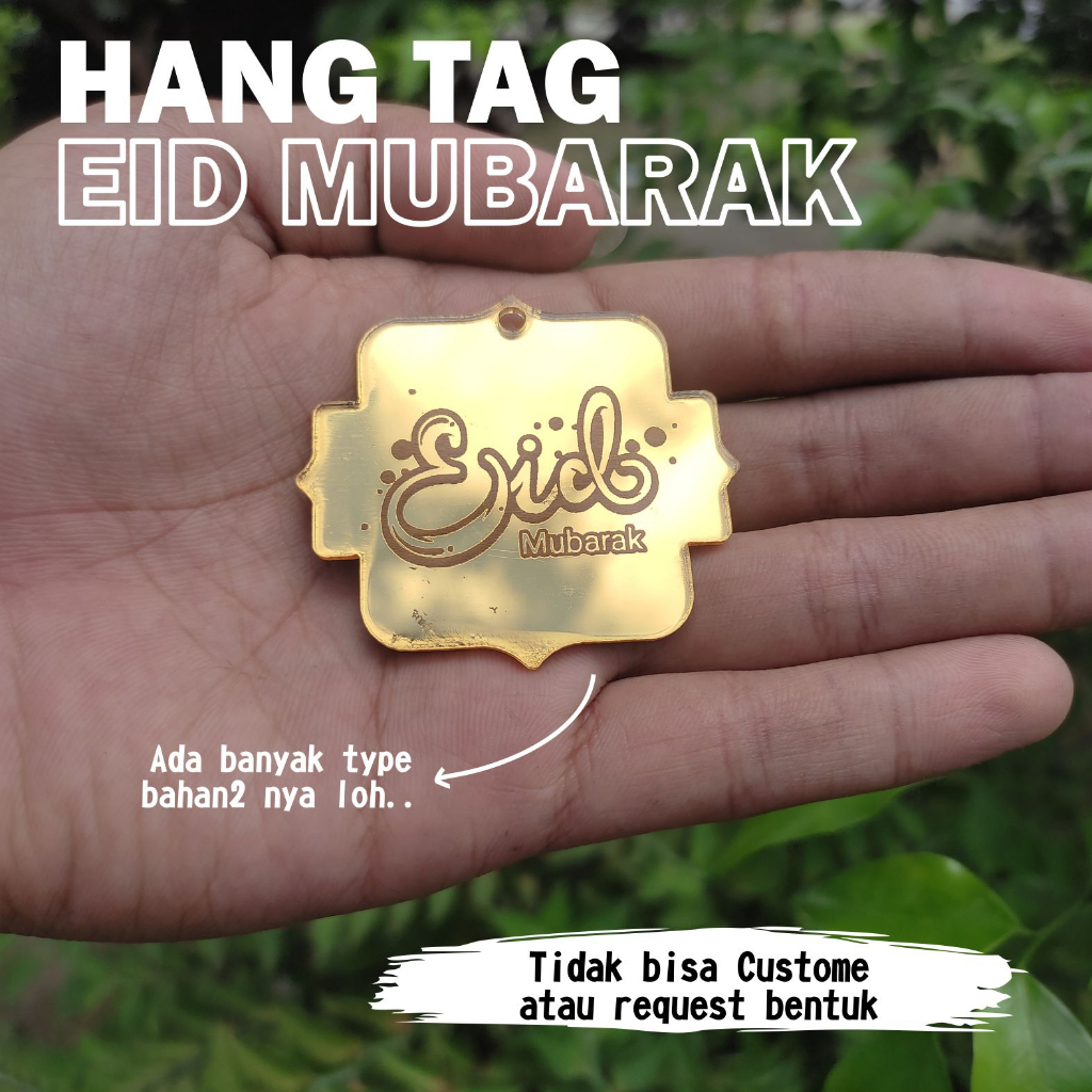 HANG TAG AKRILIK MIROR GOLD EID MUBARAK DEKORASI HIASAN HAMPERS