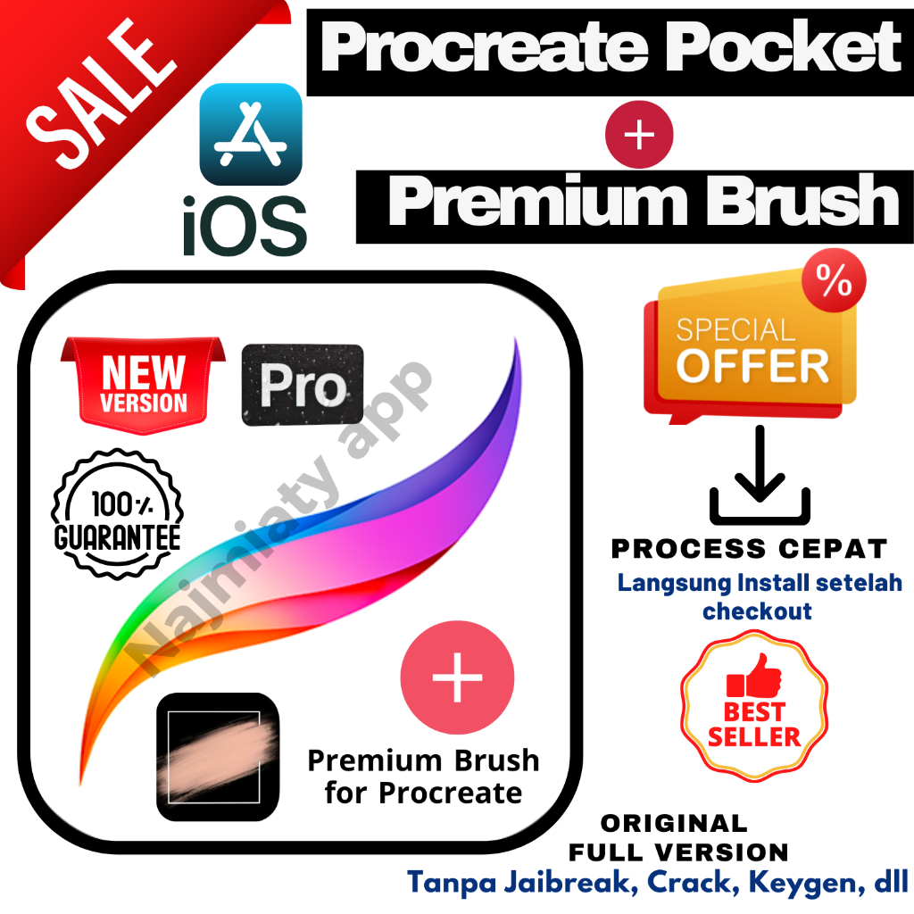 Paket Procreate iOS with Premium Brush - Procreate Pocket / Pro Create Pocket / Procreate iPhone / P
