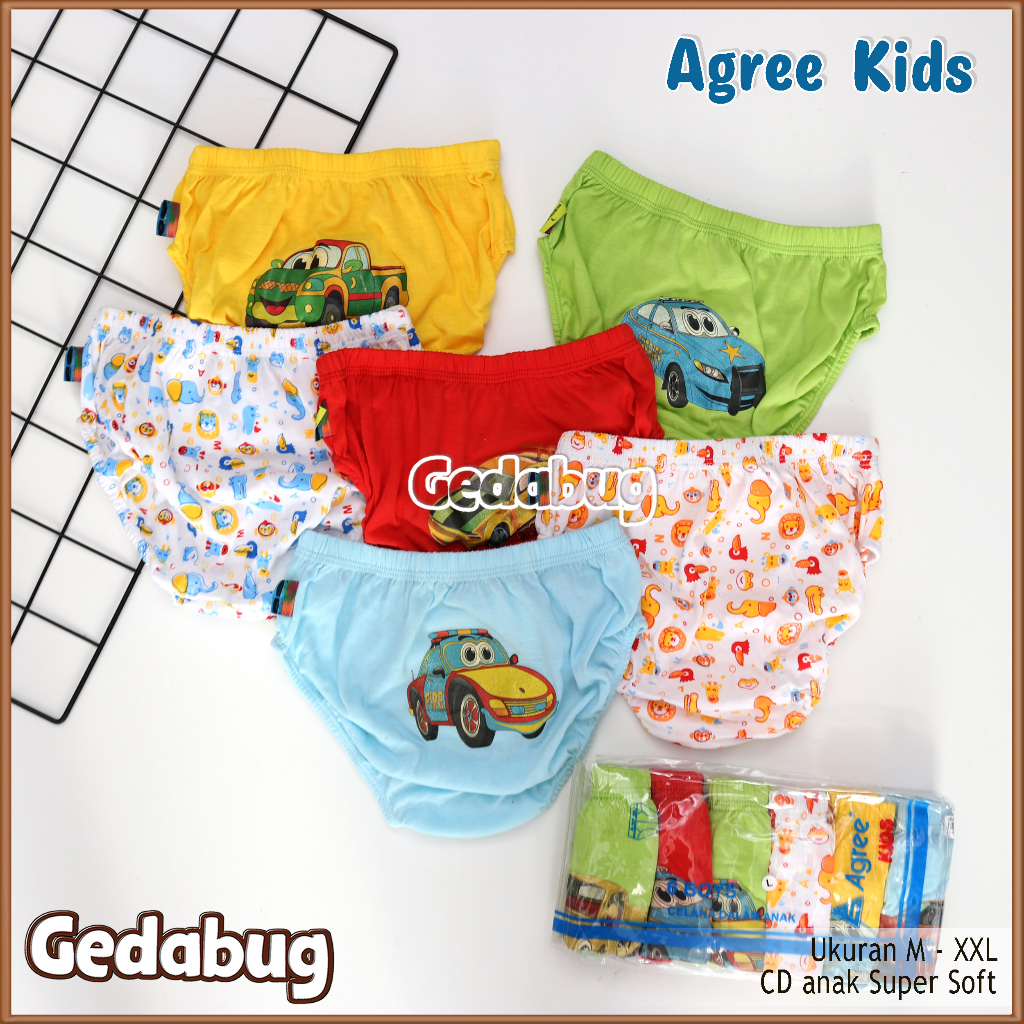 6 Pcs - CD Anak Agree Kids AG 001 | Celana dalam anak Motif Random | Gedabug