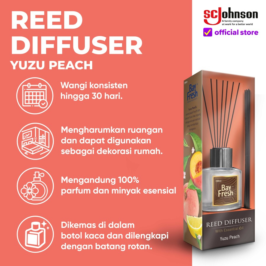 Bay Fresh Reed Diffuser Pengharum Ruangan Yuzu Peach 30ml