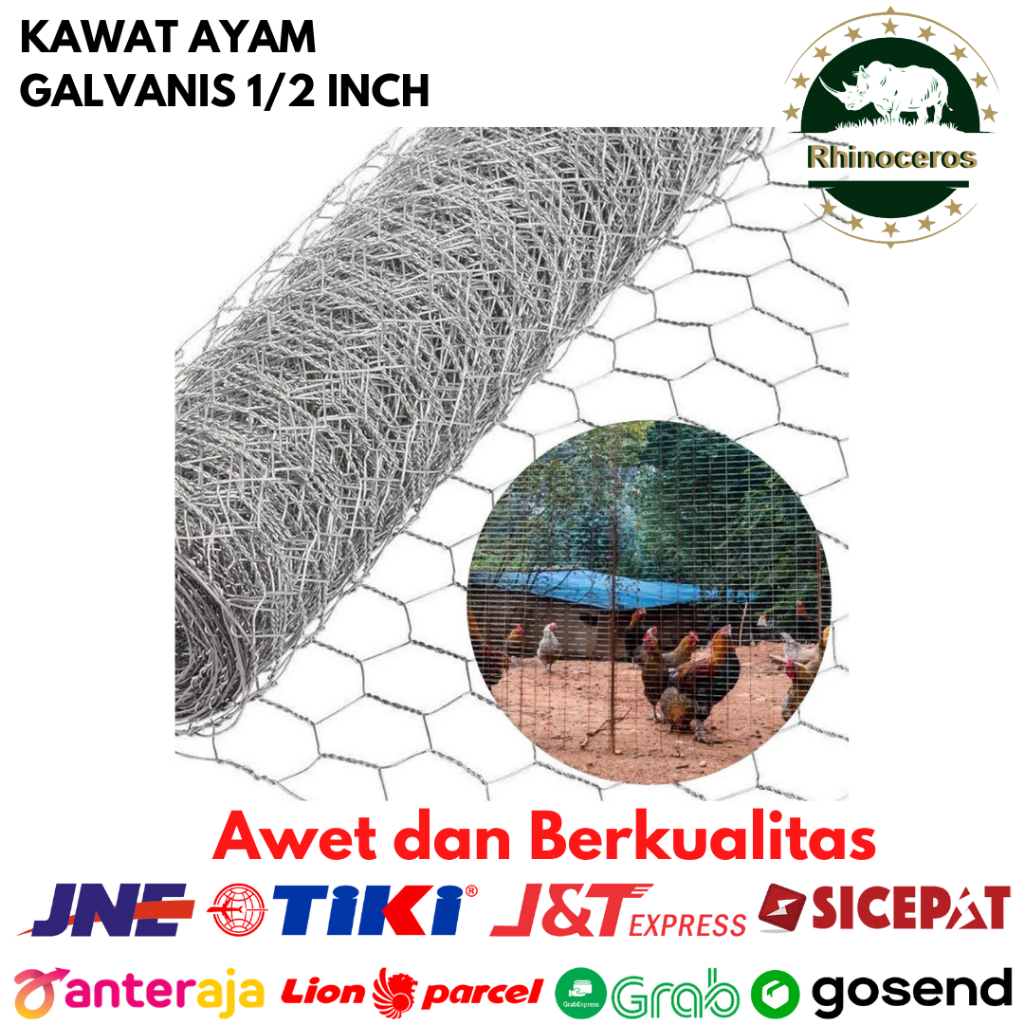 Kawat Ayam Kandang Taman Galvanis Hexagonal Chicken Wire Mess 1/2inch