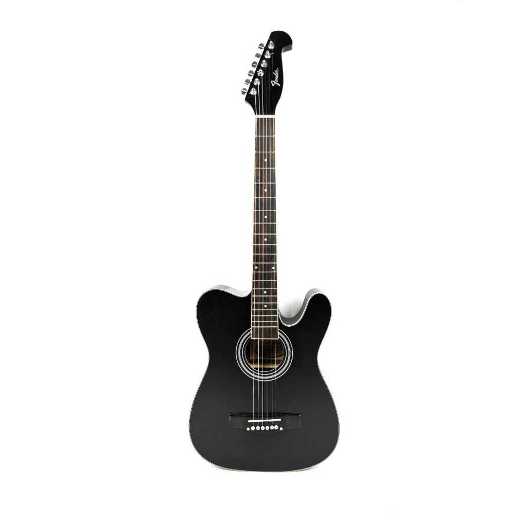 Gitar Akustik Tele Merk Fender Model Telekustik Slim Hitam Telecoustic Spruce Senar String Trusrod Murah