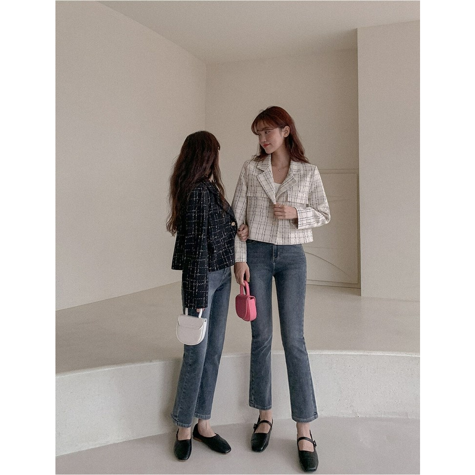 Jaket Wanita Crop Lengan Panjang Wanita Jacket Hitam Terbaru ootd korean style Outer