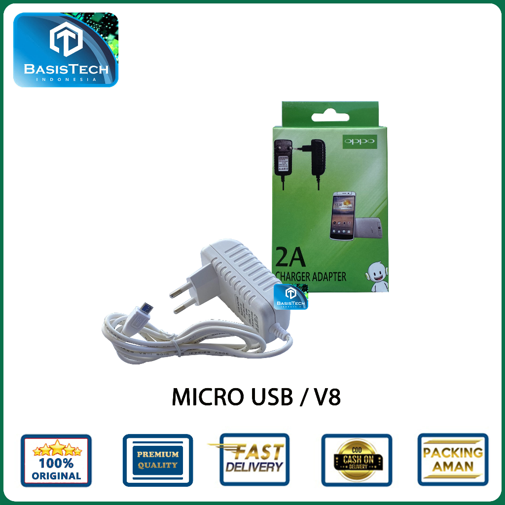 CHARGER CASAN OPPO MICRO USB V8 2A SUPER FAST CHARGING BASISTECH BT1-505