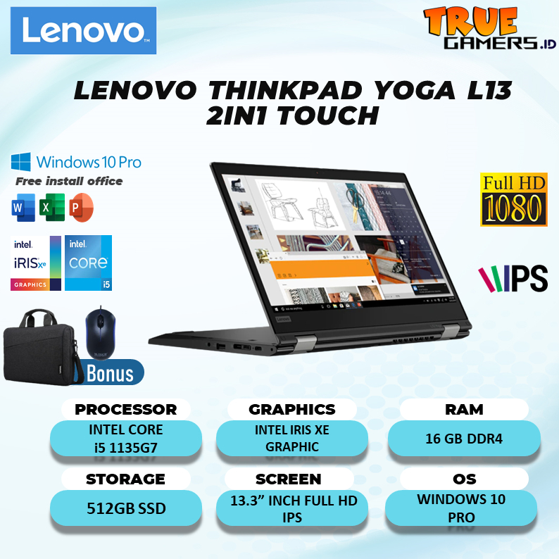 Lenovo Thinkpad YOGA L13 2IN1 TOUCH i5 1135G7 16GB 512SSD W10PRO 13.3FHD IPS