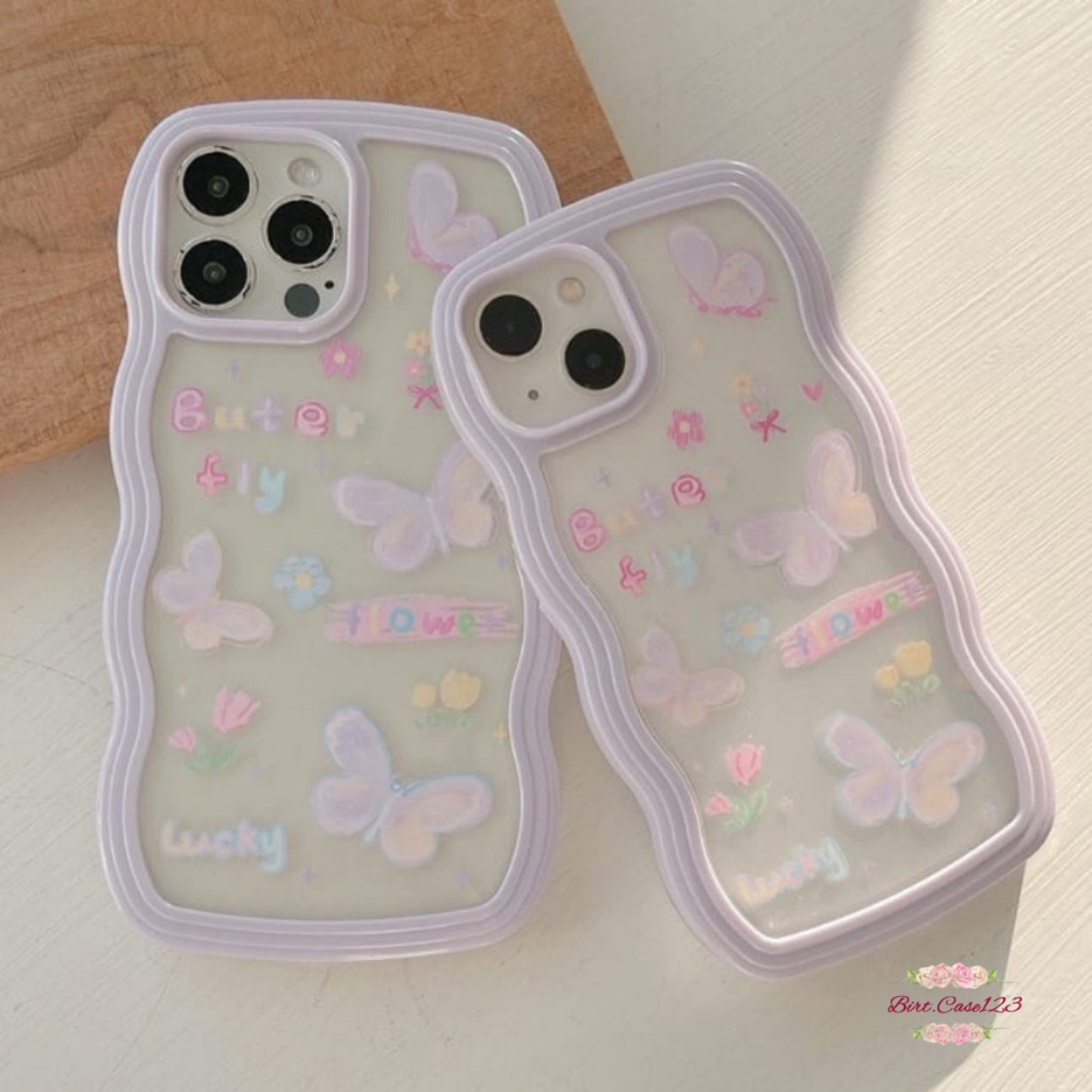 CUSTOM SOFTCASE WAVE GELOMBANG CLEAR CUSTOM BUTTERFLY FOR IPHONE 7 8 7+ 8+ X XS XR XS MAX 11 12 13 14 PRO MAX PLUS BC7563