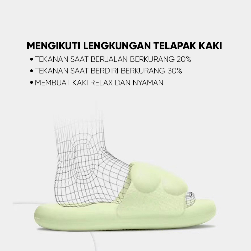 Lazy Bear Sandal Jelly Korea /Sendal Jelly Wanita / PVC Jelly Slip-On  /H35 Sendal Karet Rumah Jelly /Sandal Kokop Wanita Clover Leaf