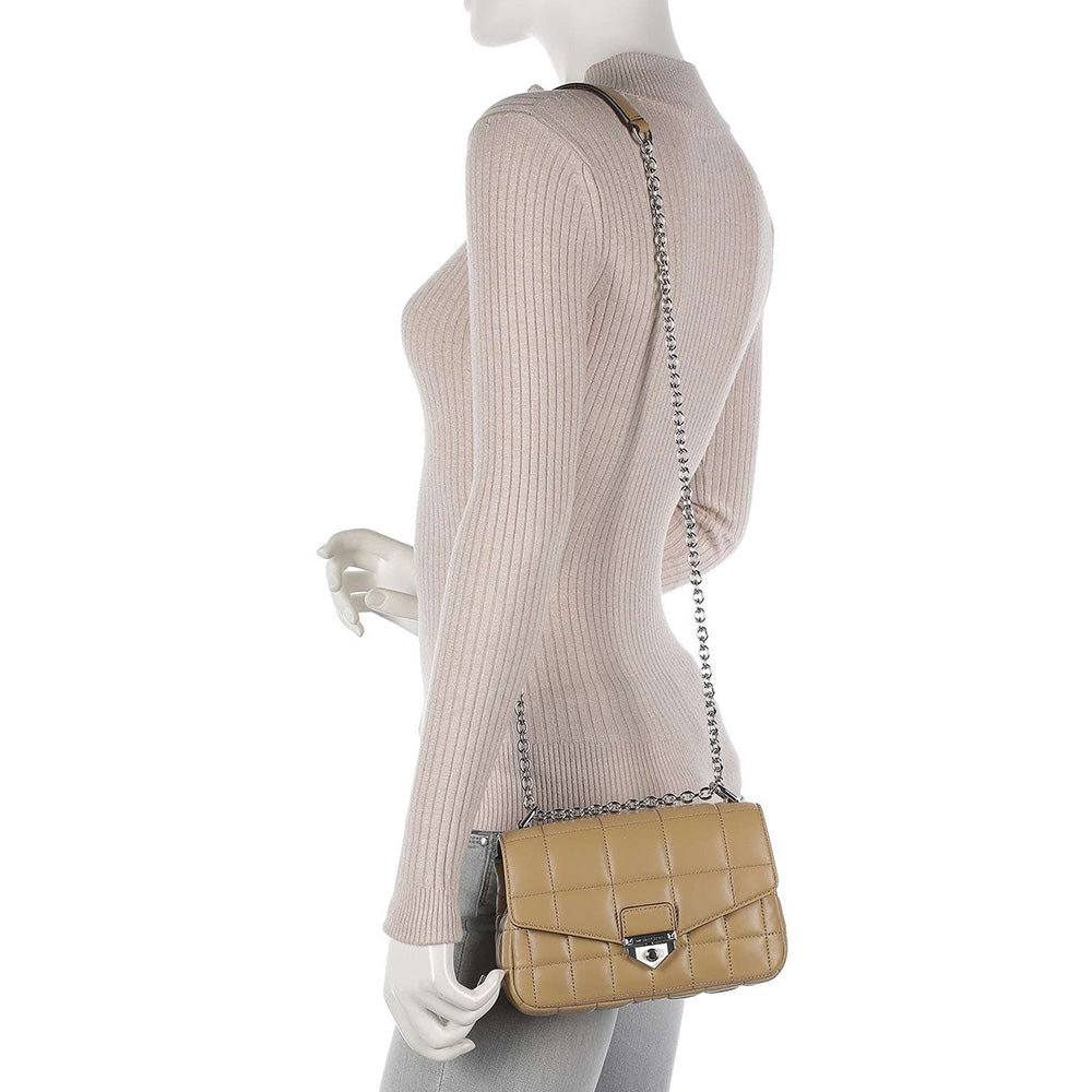 MK Soho Small Quilted Leather Shoulder Bag Camel Shw (21 x 13)