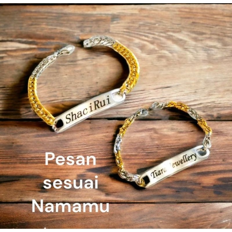 gelang titanium grafir nama