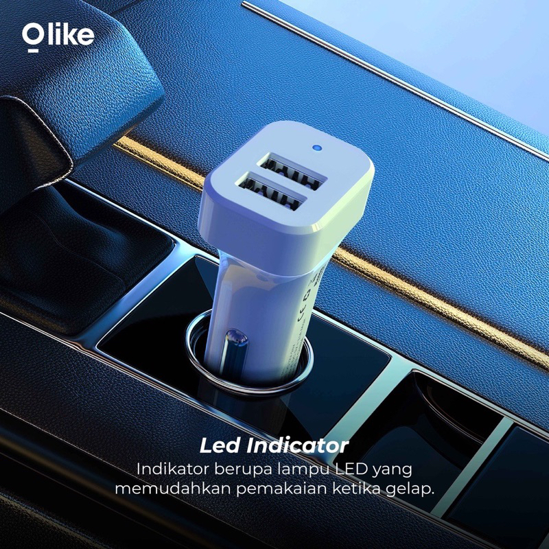 Olike R11 Car Charger 3.0 Quick Charge Travel Size Dual USB Port - Garansi 1 Tahun