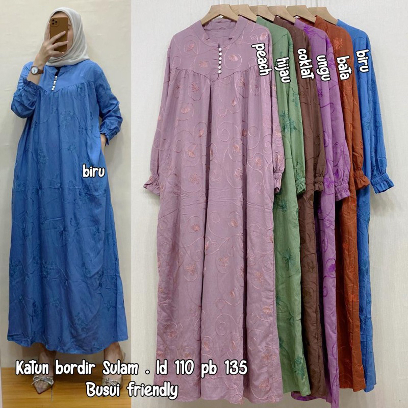 Long tunik katun bordir sulam