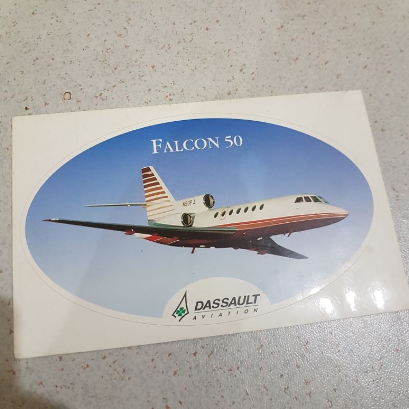 Stiker Pesawat Jet Pribadi Dassault Falcon 50 stiker asli jadul vintage