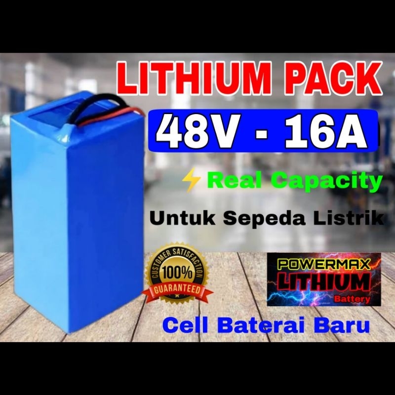 LITHIUM PACK 48V 16AH AKI BATERAI POWERMAX SEPEDA LISTRIK SELIS UWINFLY GODA EXOTIC VIAR YUMA 48 VOL
