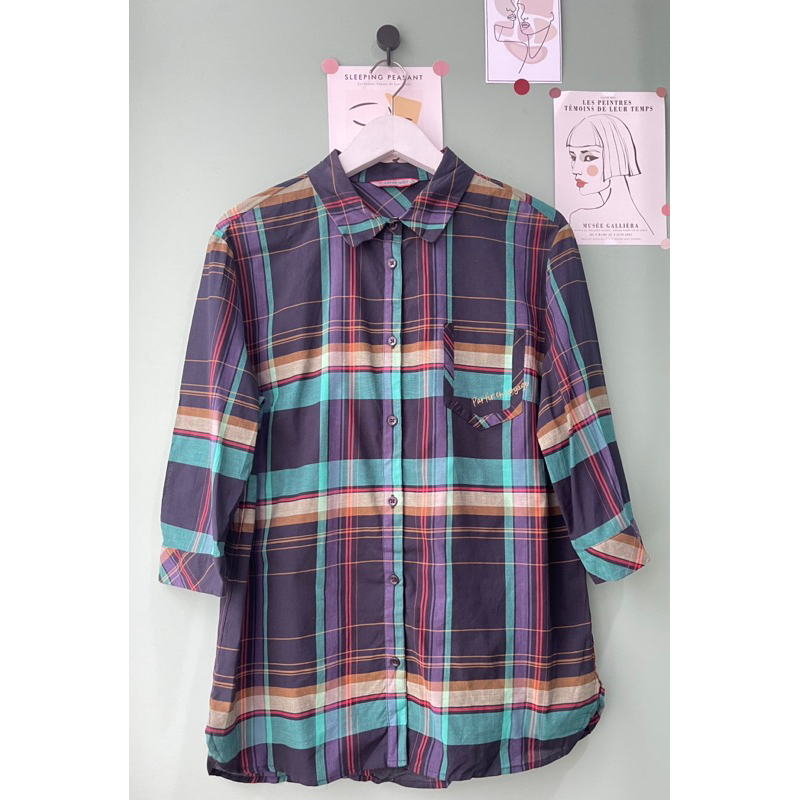 zishen plaid cotton blouse