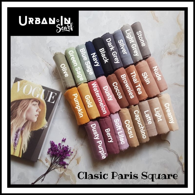 LIMITED! Clasic Paris Square / Hijab Paris Segi Empat / Paris Asli Premium / Paris Jahit Tepi