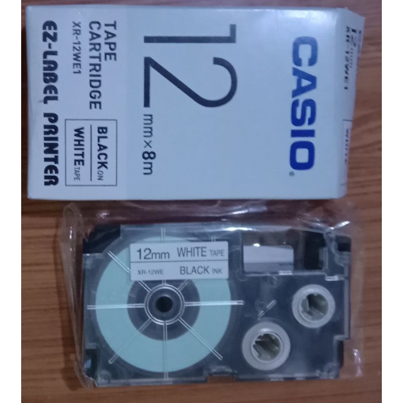 

Casio label 12mm x 8m tape cartridge white & black printer