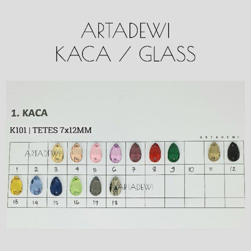 K101 | 1 Lusin  DIAMOND KACA TETES 7x12 mm NONCANGKANG