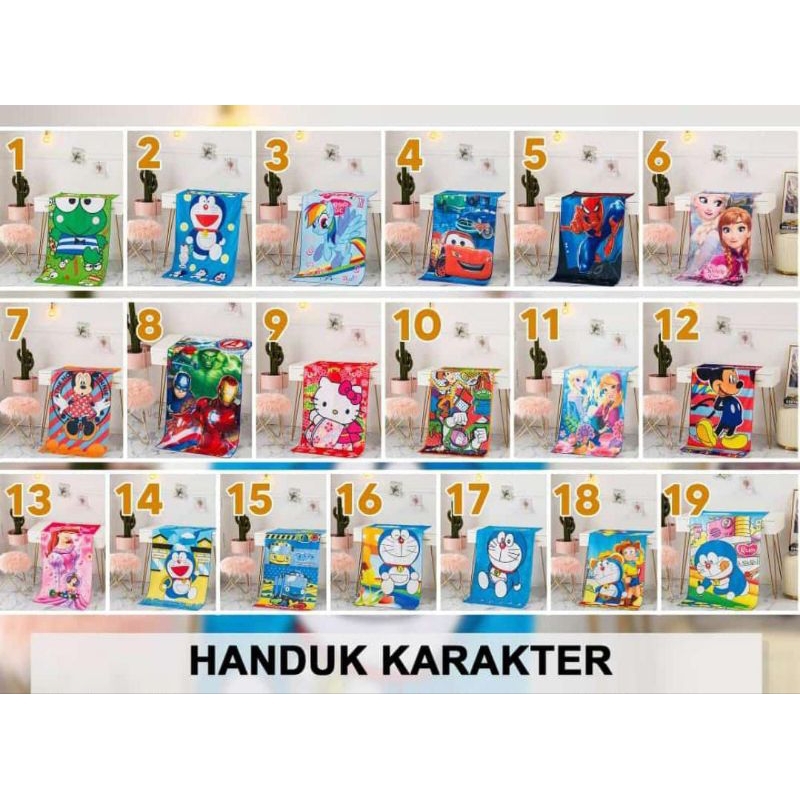 Handuk karakter motif random/ Handuk karakter/ handuk tanggung karakter