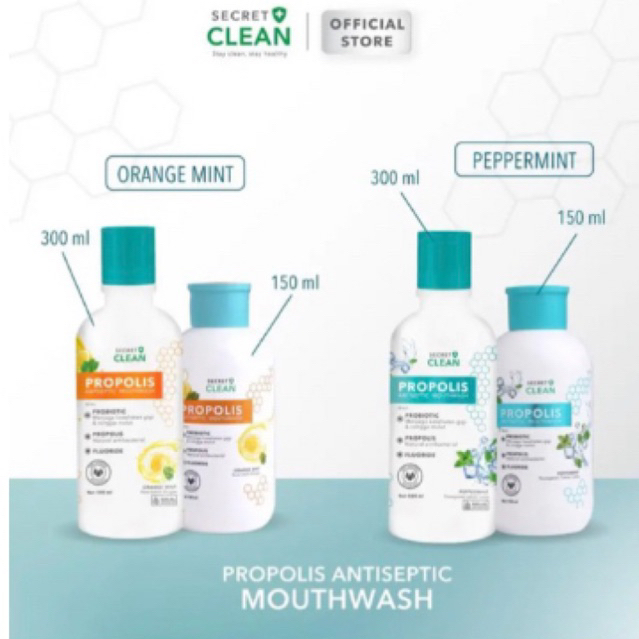 Secret Clean Propolis antiseptic mouthwash 300ml Secret clean propolis mouthwash 150ml Metoo Obat Kumur Mouthwash Metoo Meto Meeto Meetoo Mouthwash Obat Kumur Probiotik Fresh Mint 100ml Pembersih Pemutih Gigi Kuning Permanen Original Bpom