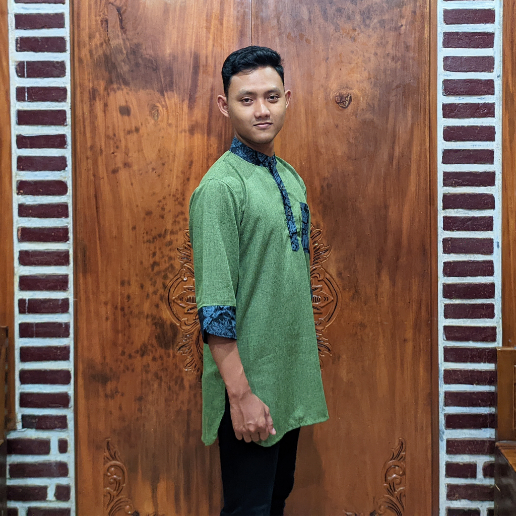 Baju Koko Kurta Pakistan Pria Dewasa Lengan Pendek 3/4 Kombinasi Batik Model Terbaru Kualitas Terbaik Lebaran