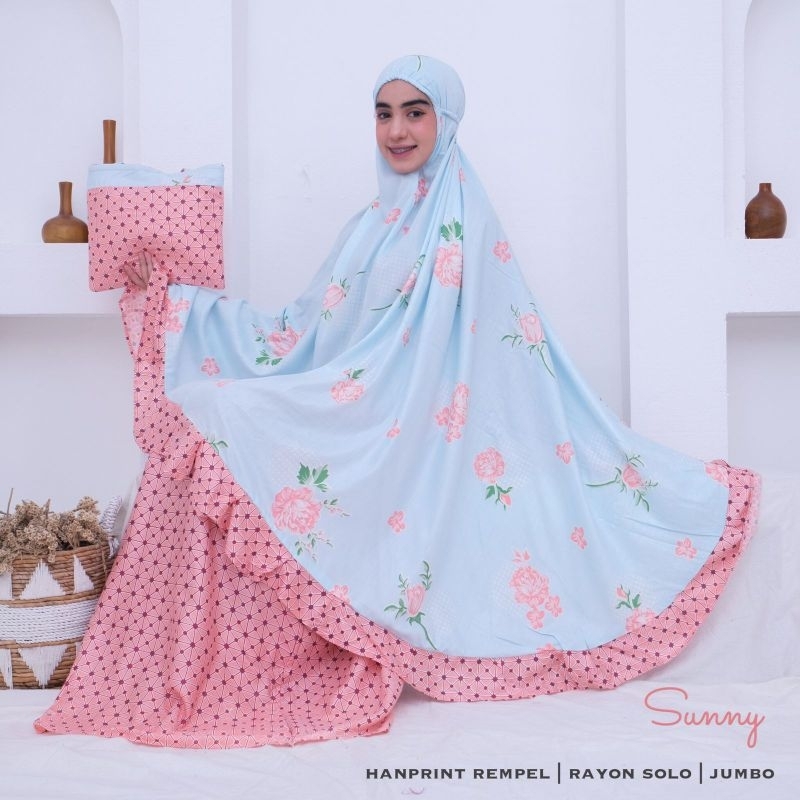 Mukena Dewasa Jumbo Katun Rayon Handprint Rempel