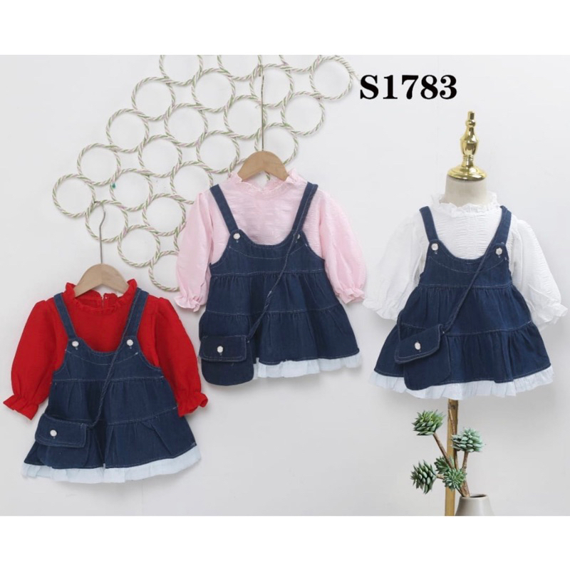 Dress anak perempuan 2in1 import 2-5 Tahun A076