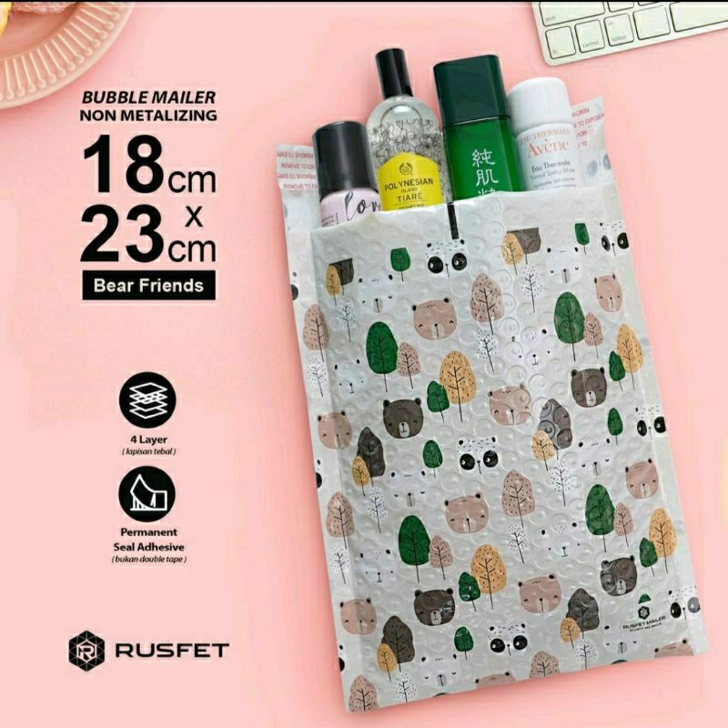 BUBBLE MAILER - AMPLOP BUBBLE RUSFET PREMIUM- SECURITY BAG RUSFET SATUAN BEAR FAMILY