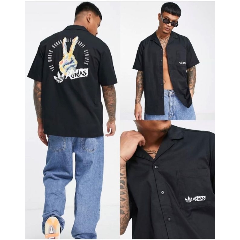 Kemeja Adidas Twill Peace Graphic Summer Shirt