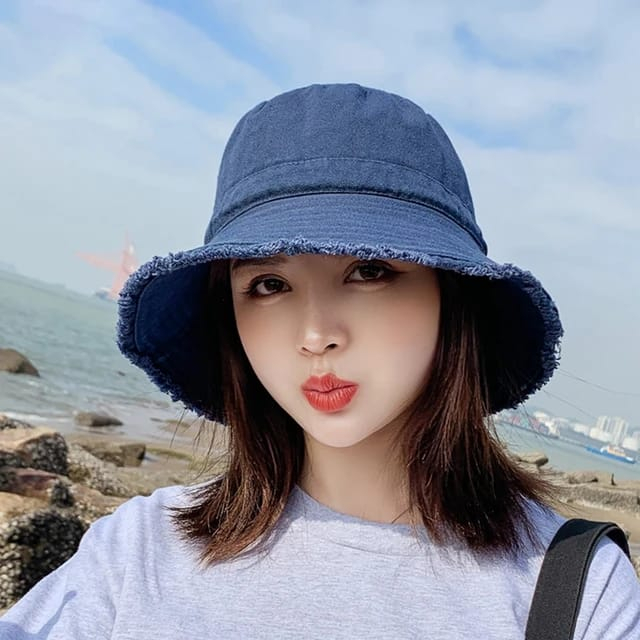 TOPI PANTAI WANITA DEWASA KOREA BUCKET LEBAR CAP PEREMPUAN MODEL TERBARU PELINDUNG MUSIM PANAS W21