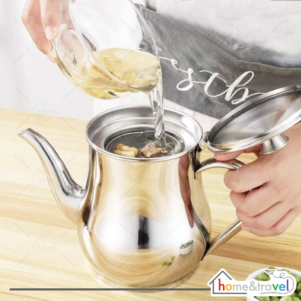 HOVELSHOP Teko Air Minum Ceret Tempat Minyak Goreng Stainless Steel Serbaguna Free Saringan