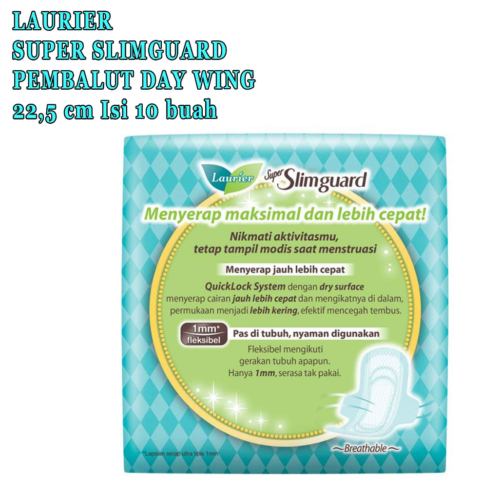 LAURIER SLIMGUARD 22,5cm isi 10 buah* pembalut laurier slimguard 22cm