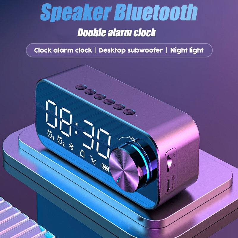 Speaker Bluetooth Portable Mode Alarm Ganda TF/FM Radio Wireless Bass 3D Stereo LED Display Alarm