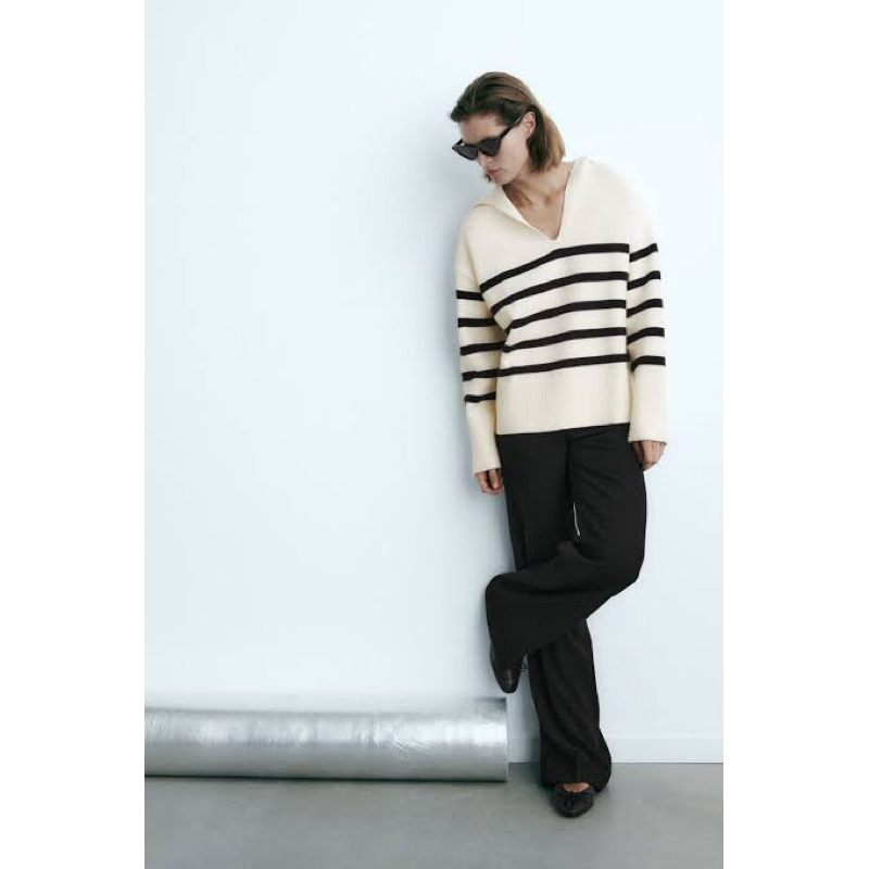 Sweater Knit Zara V Neck Striped