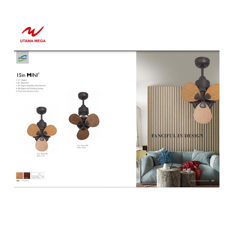 Ceiling Fan MT EDMA 15IN Mini Kipas Plafon fancy - Cokelat