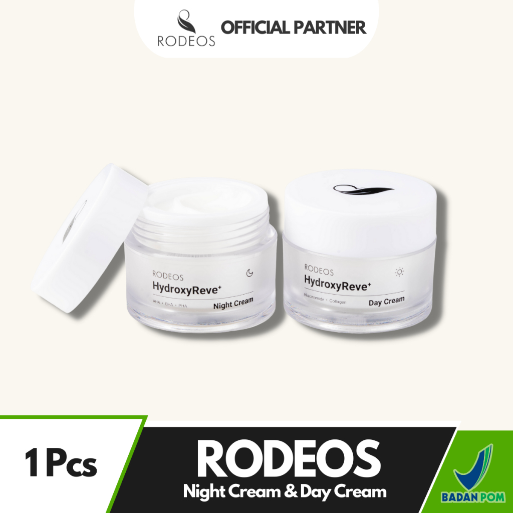 Rodeos Day Night Cream Krim Siang &amp; Malam Skincare Pria Pemutih Pencerah Penghilang Jerawat Wajah Pria BPOM SM6