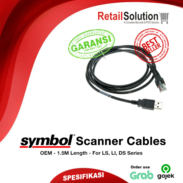 Kabel Barcode Scanner Symbol USB - Zebra Motorola OEM LS1203 LS2208 DS2208 DS9208