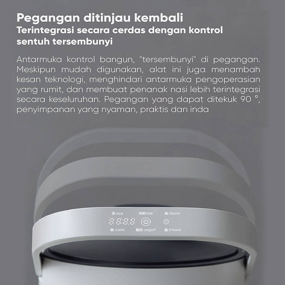 ZOLELE Smart Rice Cooker Micro Digital 2.0L Besar Penanak Nasi Hangat Low Carbo 3-5 Porsi Alat Masak Nasi Non Stick Processor Cooker Low Sugar Penanak Portable Elektrik Multi Cooking Steamer Pot RC01