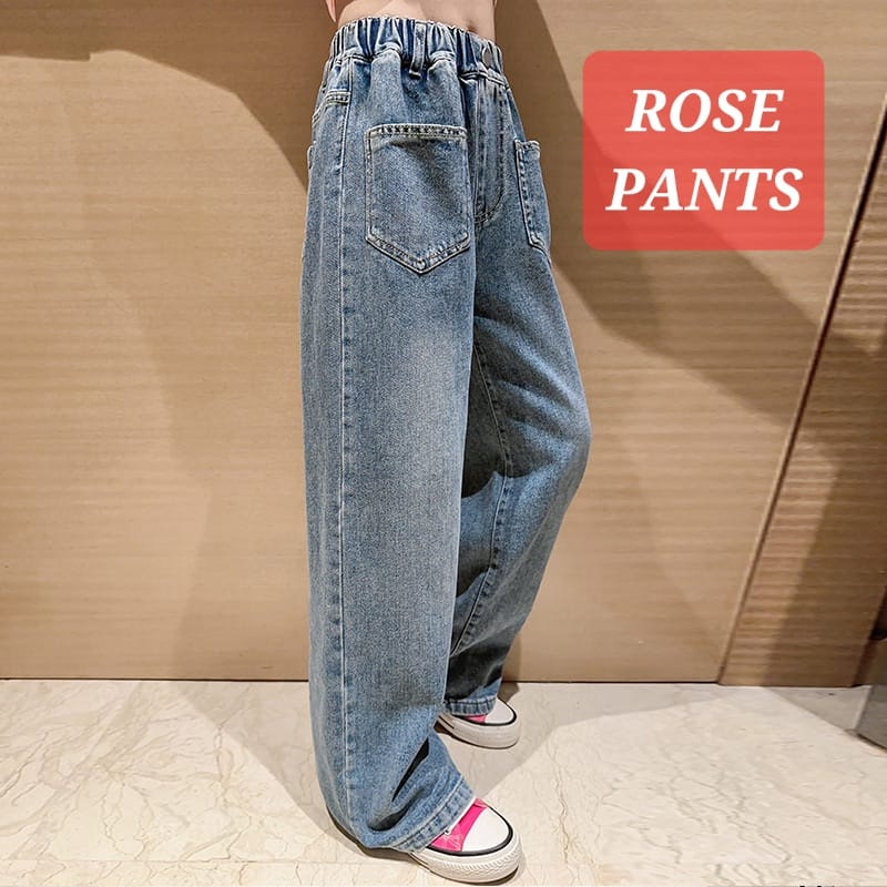 ROSE PANTS CELANA PANJANG JEANS JINS ANAK REMAJA CEWEK KOREA KPOP IMPORT