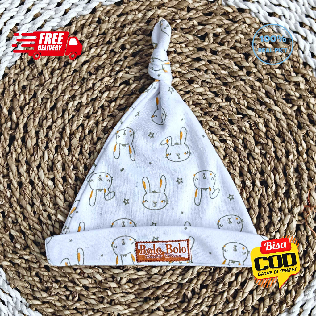 SALE 7.7 Serian Hijau - 3 Pcs Topi Kupluk Bayi Baru Lahir Topi Bayi Newborn 0 - 3 Bulan HIJAU SERIES merk SNI Bolo - Bolo