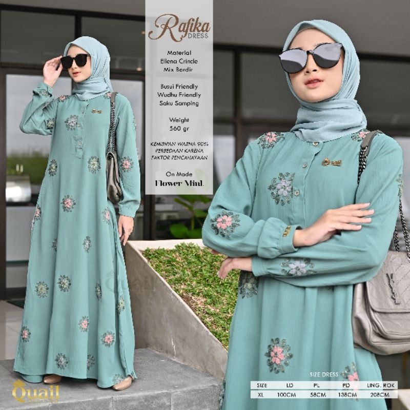 Dress Muslim Wanita Gamis Crinkle RAFIKA Original Quail Hijab