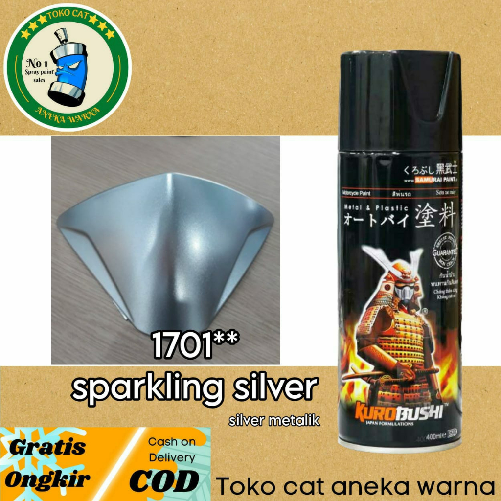 SAMURAI PAINT 1701** SPARKLING SILVER METALIK METALLIC 400ML CAT SEMPROT SPRAY PAINT PILOX PILOK