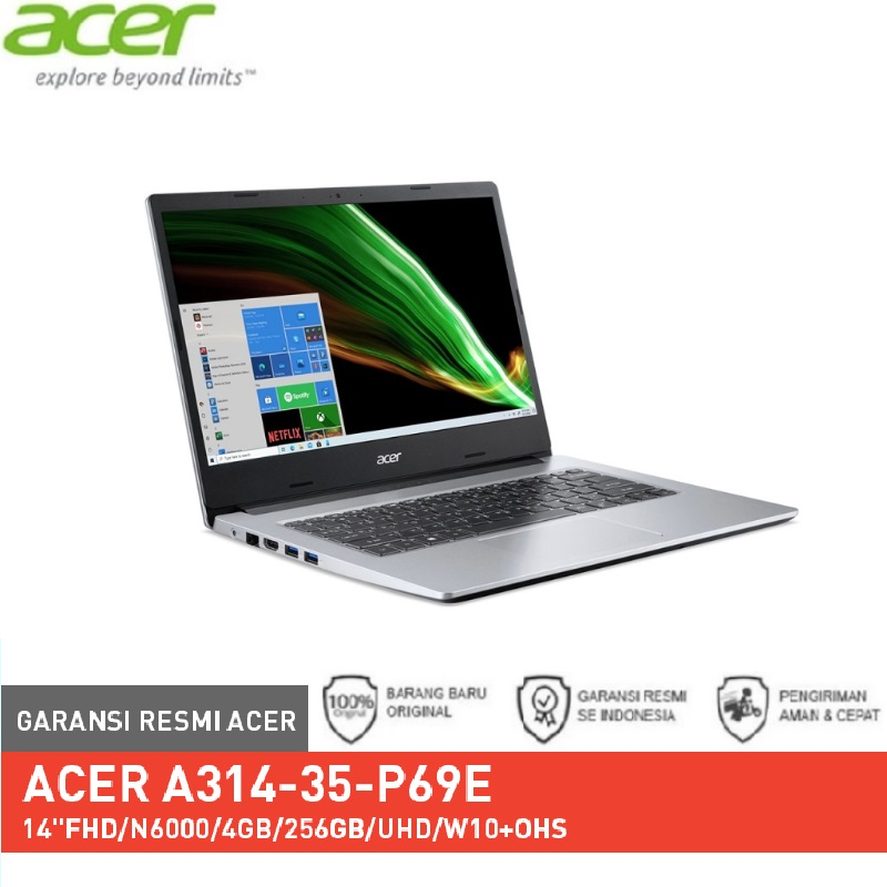 ACER Aspire 3 A314-35-P69E Intel Pentium N6000 | 4GB DDR4 | SSD 256GB NVMe | 14' FHD Original Garans
