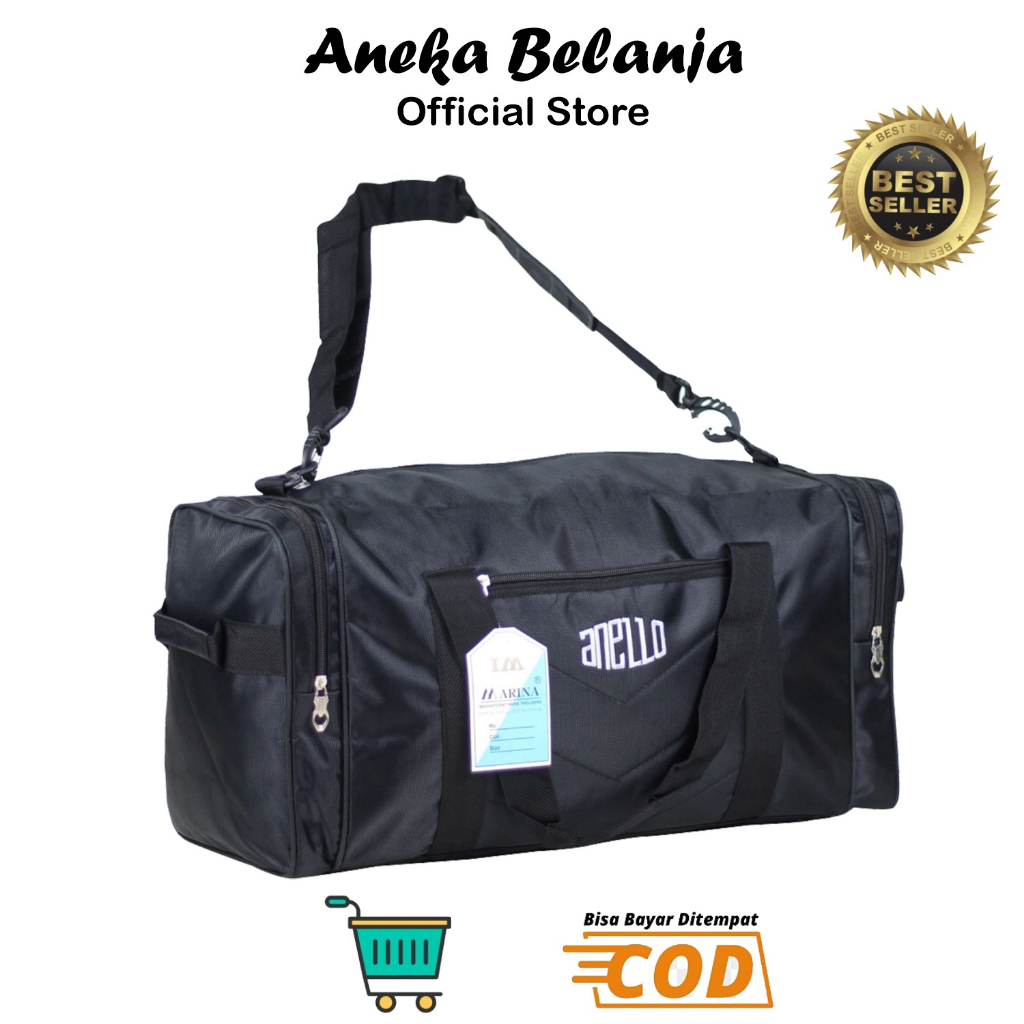 ANEKA - Tas Pakaian Jumbo Travel Anelo Warna Hitam Keren Tas Koper Mudik Stylish Multifungsi Bahan Tebal Kuat Termurah Berkualitas